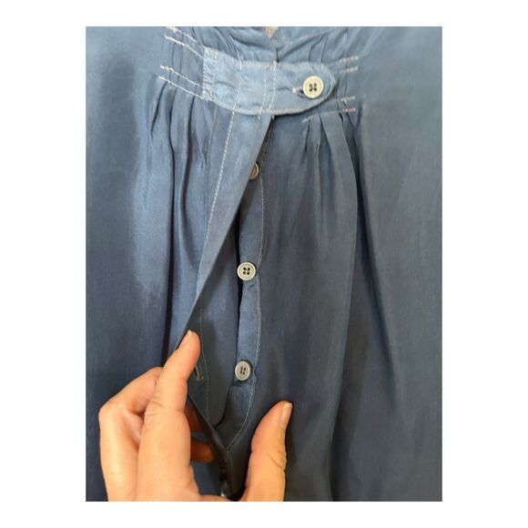 Pete & Greta JW Blue Silk Tunic Button Placket Sz M - Picture 3 of 6